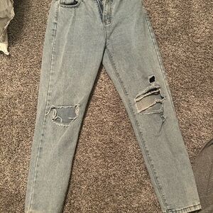 Women's Distressed Blue Jeans